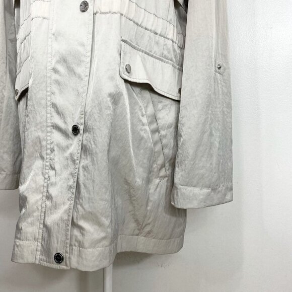 KARL LAGERFELD WOMEN'S GREY SILVER HOODED WIND COAT - XL - Picture 5 of 14